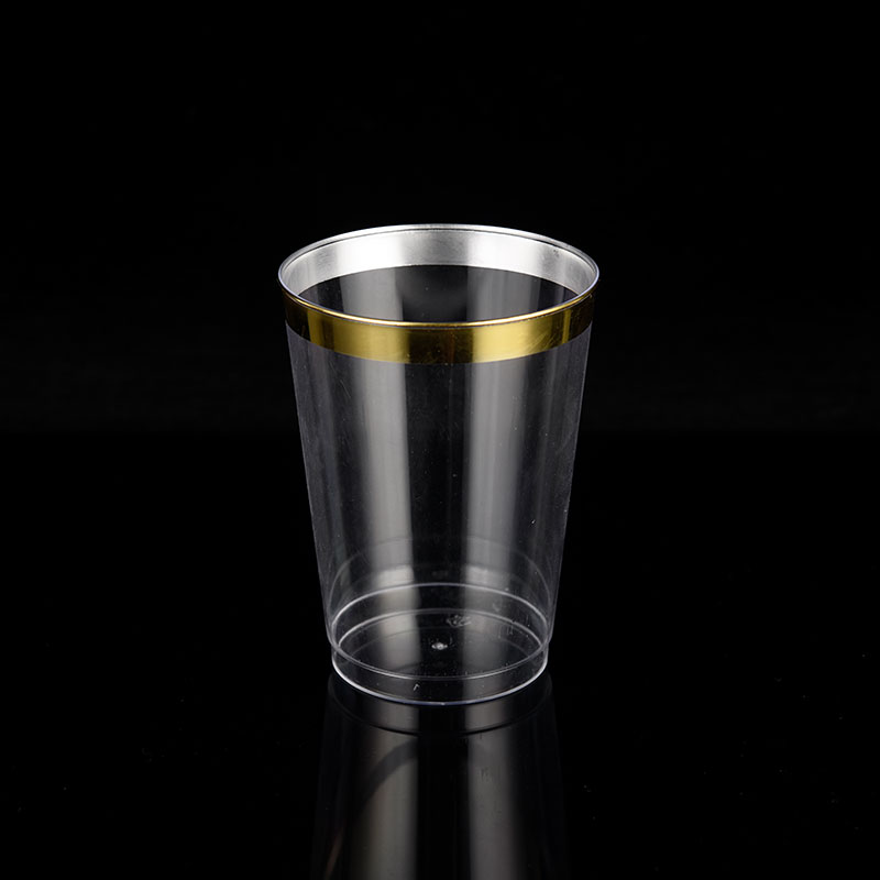 10 OZ Gold Rimmed Heavyweight Plastic Cups Fancy Cups Disposal Wedding Cups Elegant Party Cups