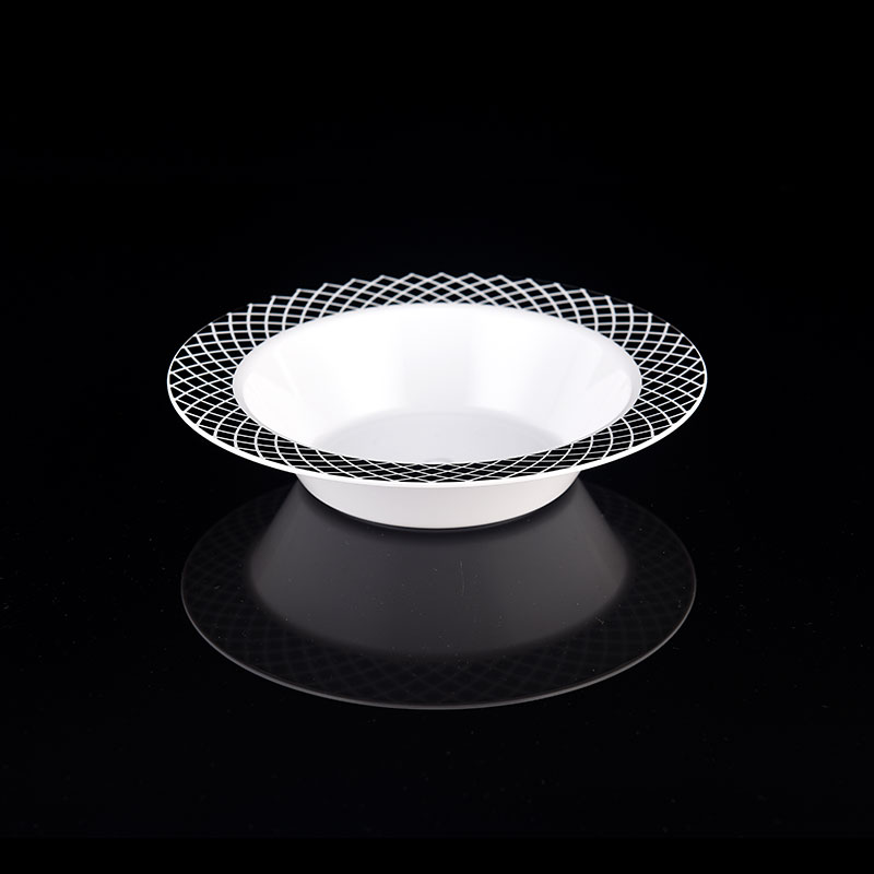 12 OZ Elegant Luncheon Bowls Heavyweight Hard Disposable Plastic Soup Bowls White Bowl with Elegant SRP7019-TY